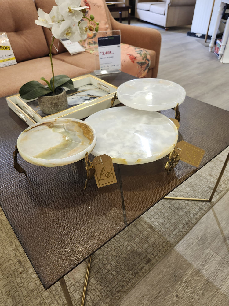 Marble Plate Flat with Brass Stand