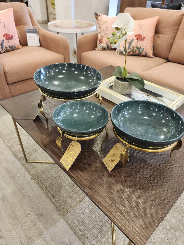 Marble Bowl Deep With Brass Stand