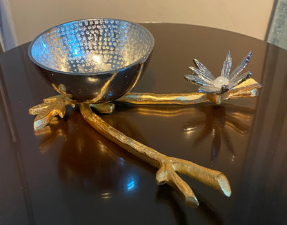 Silver Metal - 1 Bowl Log Flower - LA Home Store