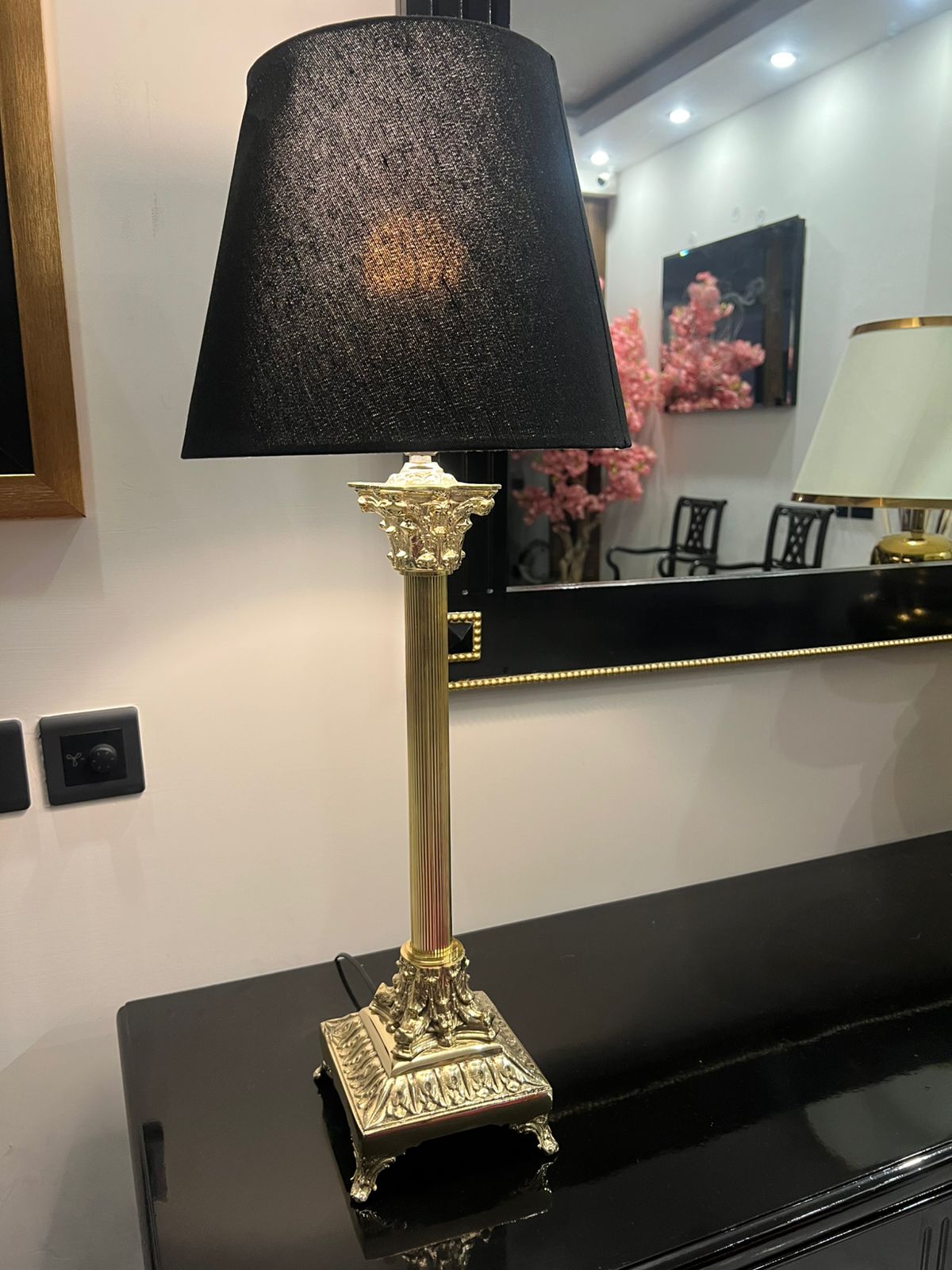 Brass Lamp Victorian - Black shade - 01