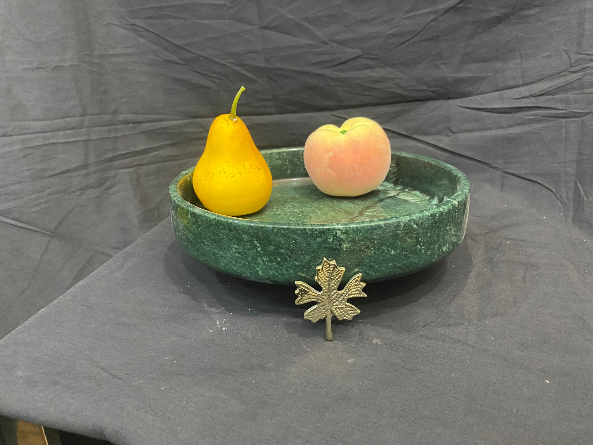 Marble Bowl Flat With Brass Stand - (20 Cm) - LA Home Store