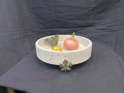 Marble Bowl Flat With Brass Stand - (20 Cm) - LA Home Store