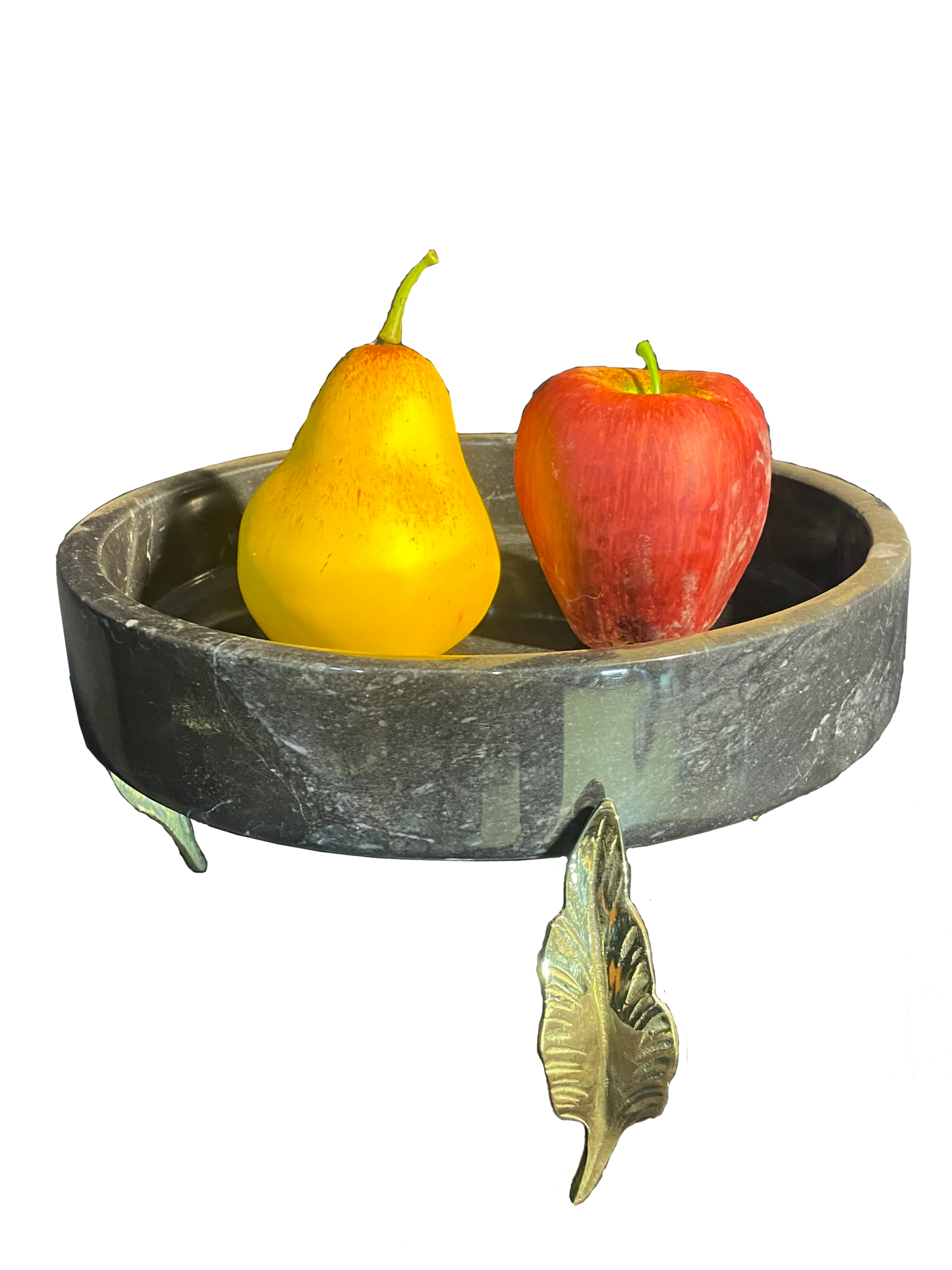 Marble Bowl Flat With Brass Stand - (20 Cm) - LA Home Store