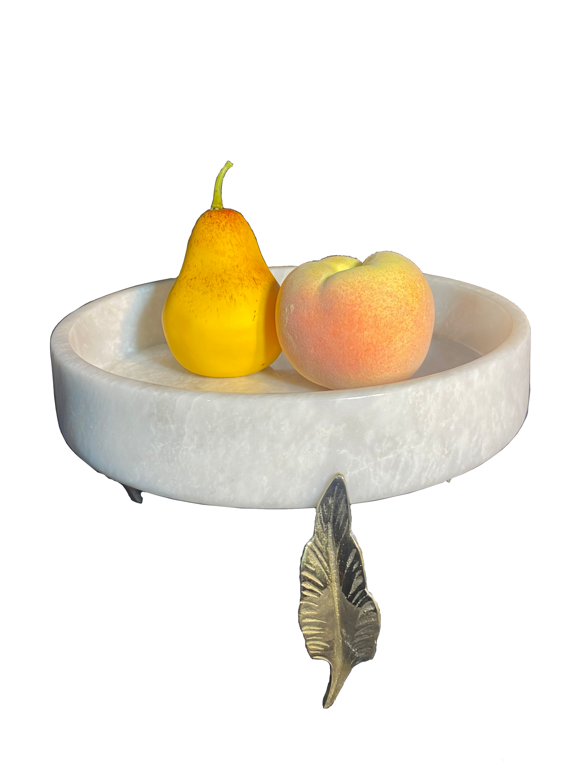 Marble Bowl Flat With Brass Stand - (20 Cm) - LA Home Store