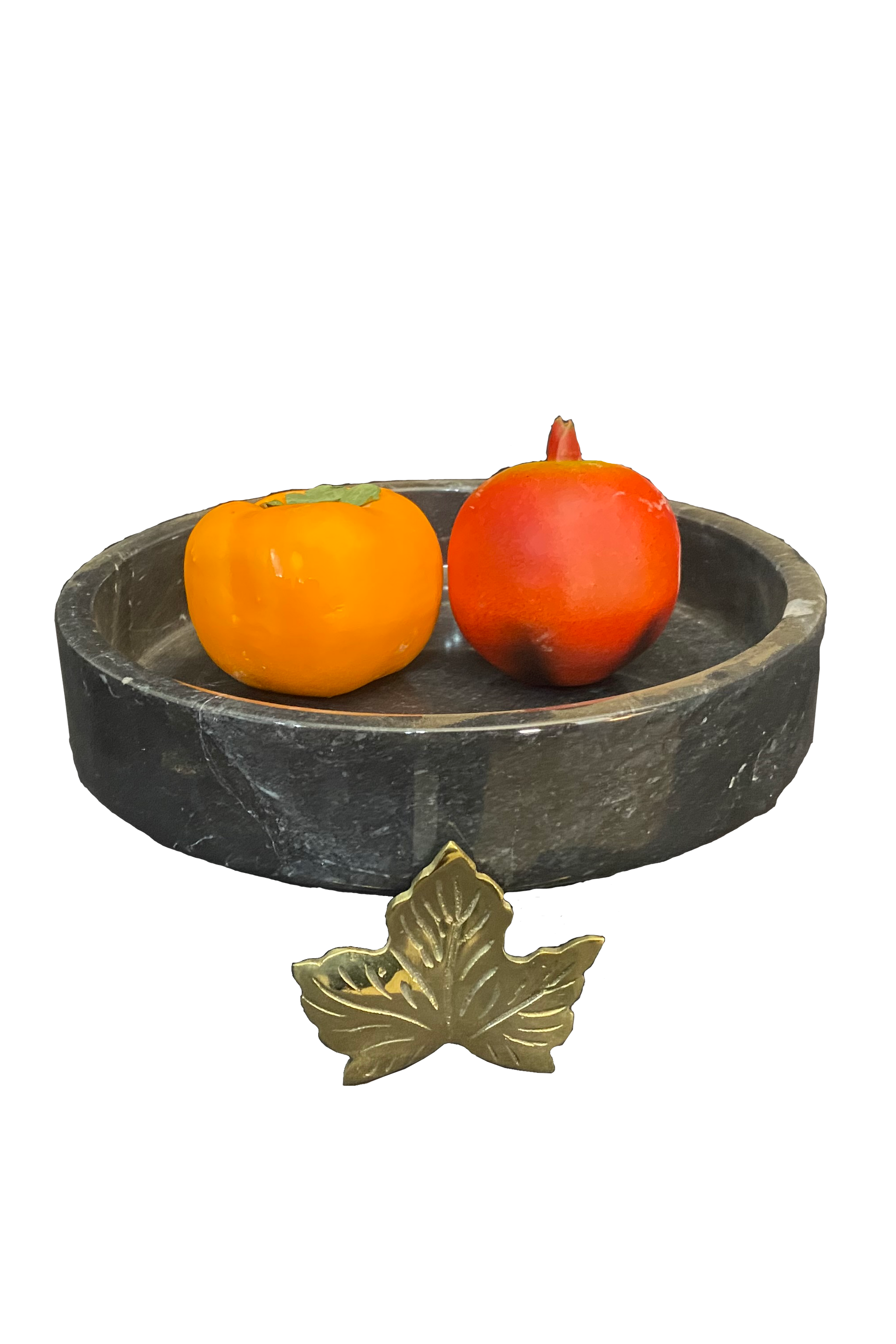 Marble Bowl Flat With Brass Stand - (20 Cm) - LA Home Store