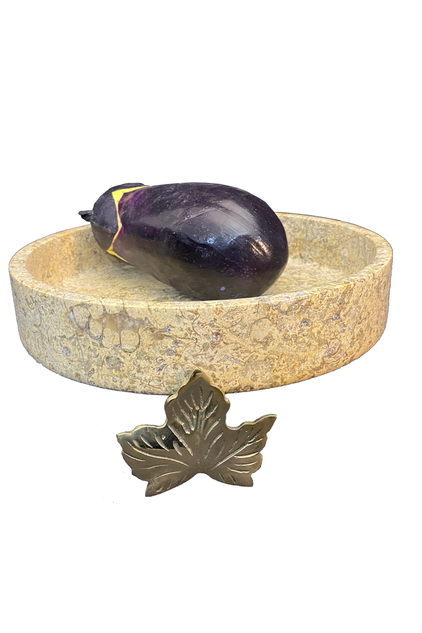 Marble Bowl Flat With Brass Stand - (20 Cm) - LA Home Store