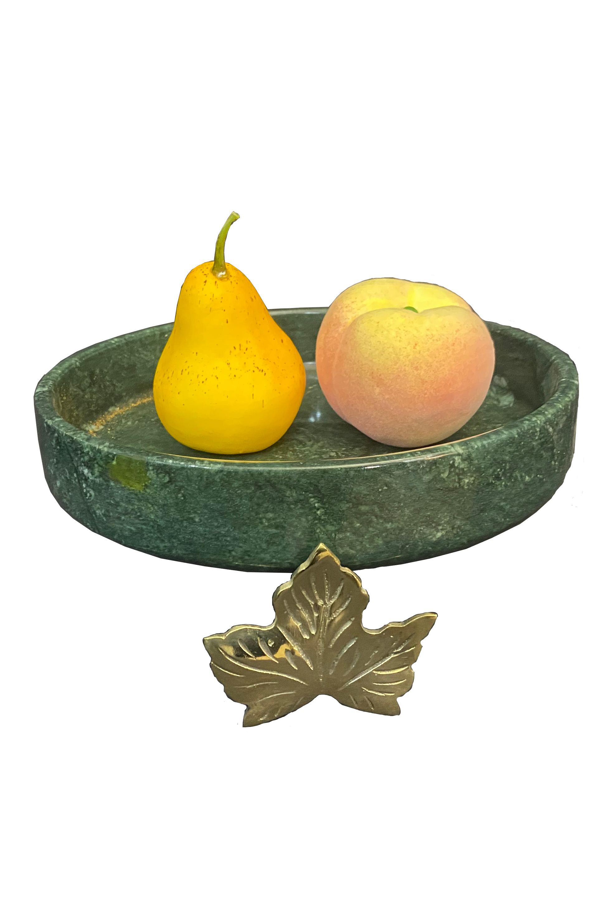 Marble Bowl Flat With Brass Stand - (25 Cm) - LA Home Store