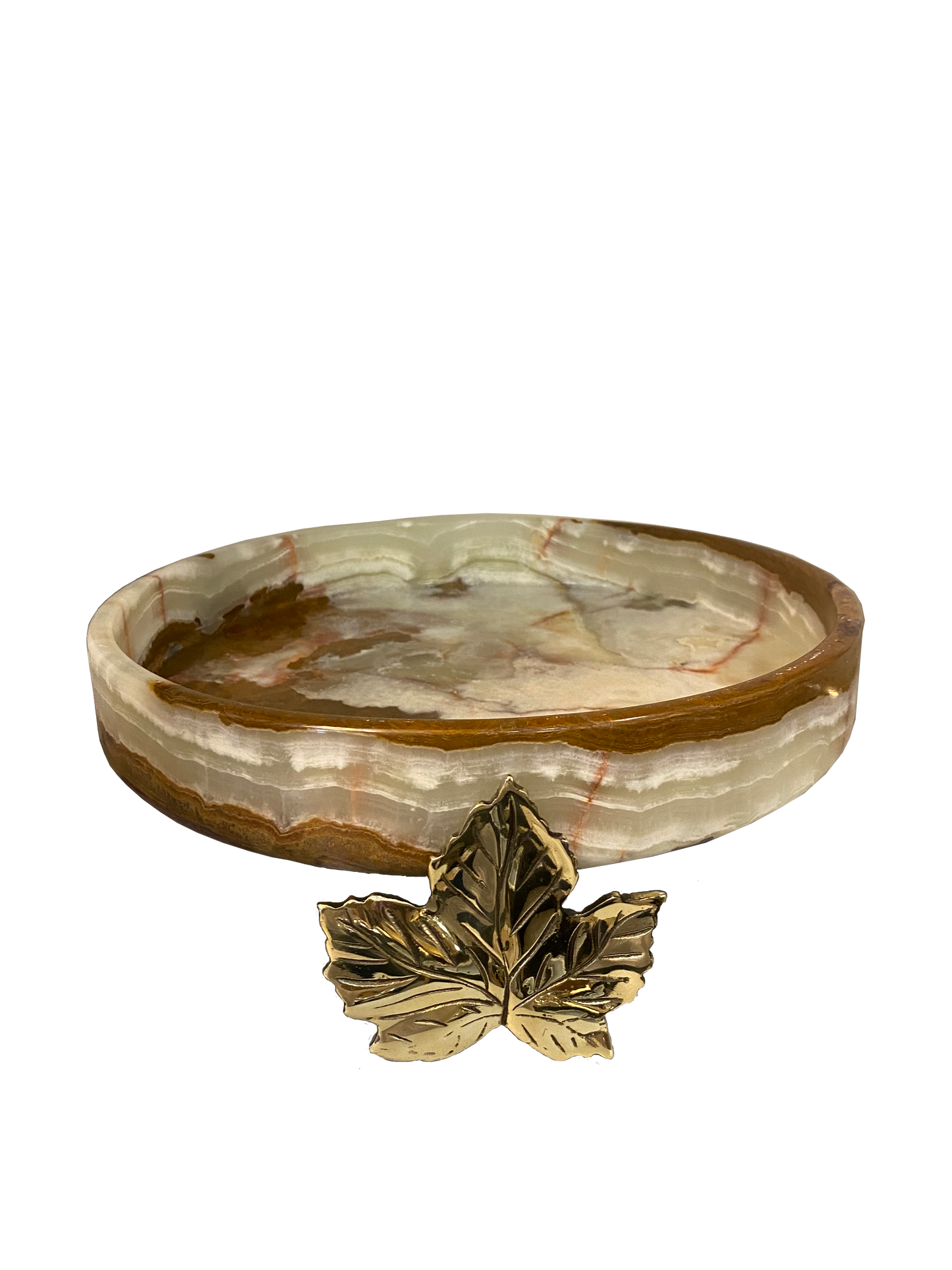 Marble Bowl Flat With Brass Stand - (20 Cm) - LA Home Store