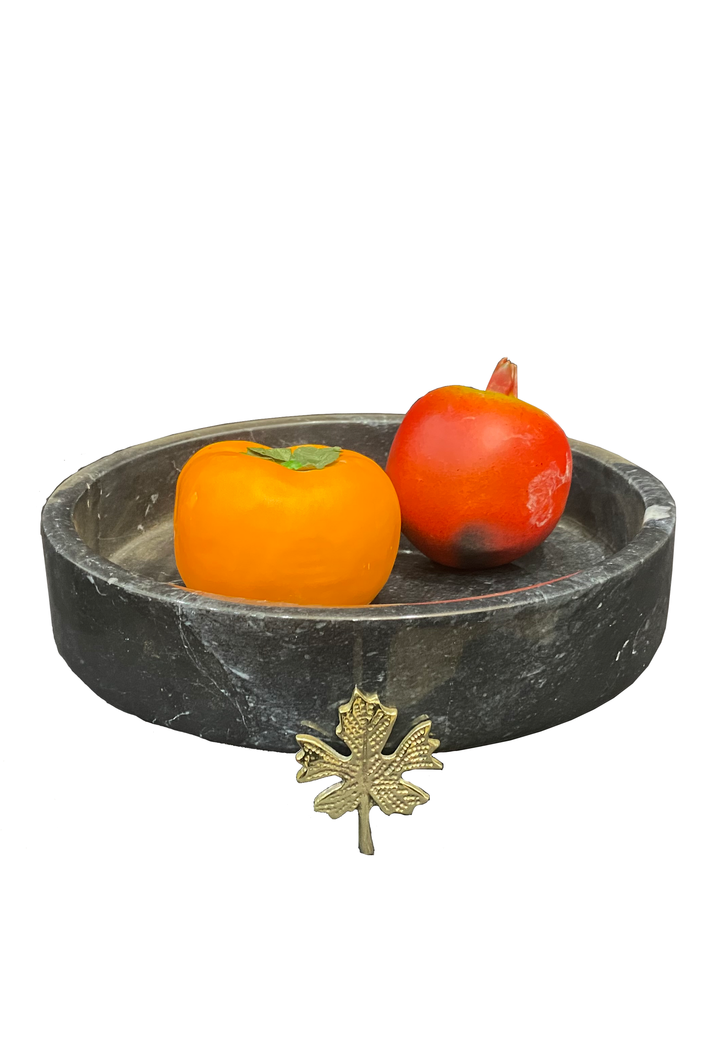 Marble Bowl Flat With Brass Stand - (20 Cm) - LA Home Store