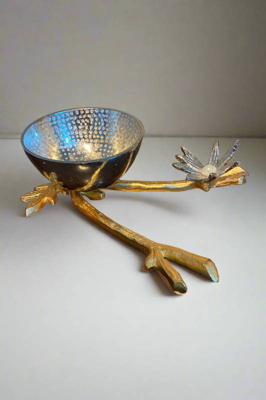 Silver Metal - 1 Bowl Log Flower - LA Home Store