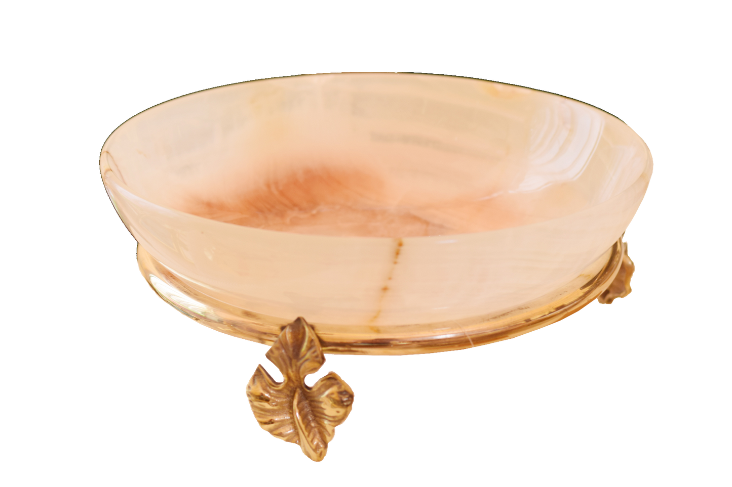 Marble Bowl Deep With Brass Stand - (30 Cm) - LA Home Store