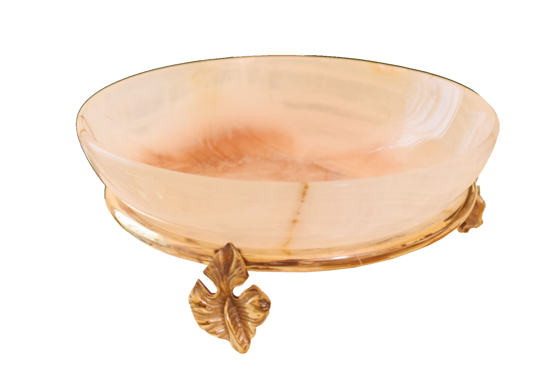 Marble Bowl Deep With Brass Stand - (30 Cm) - LA Home Store