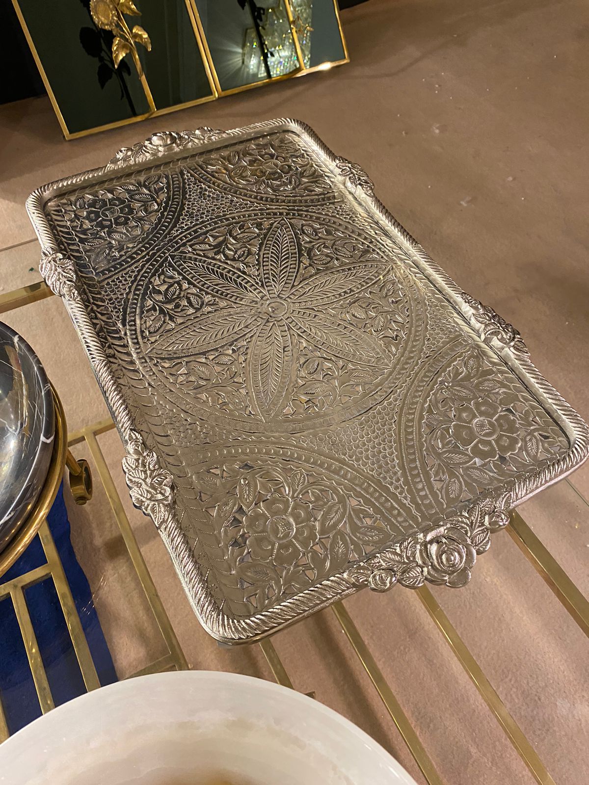 Silver Metal Platter - Large - LA Home Store